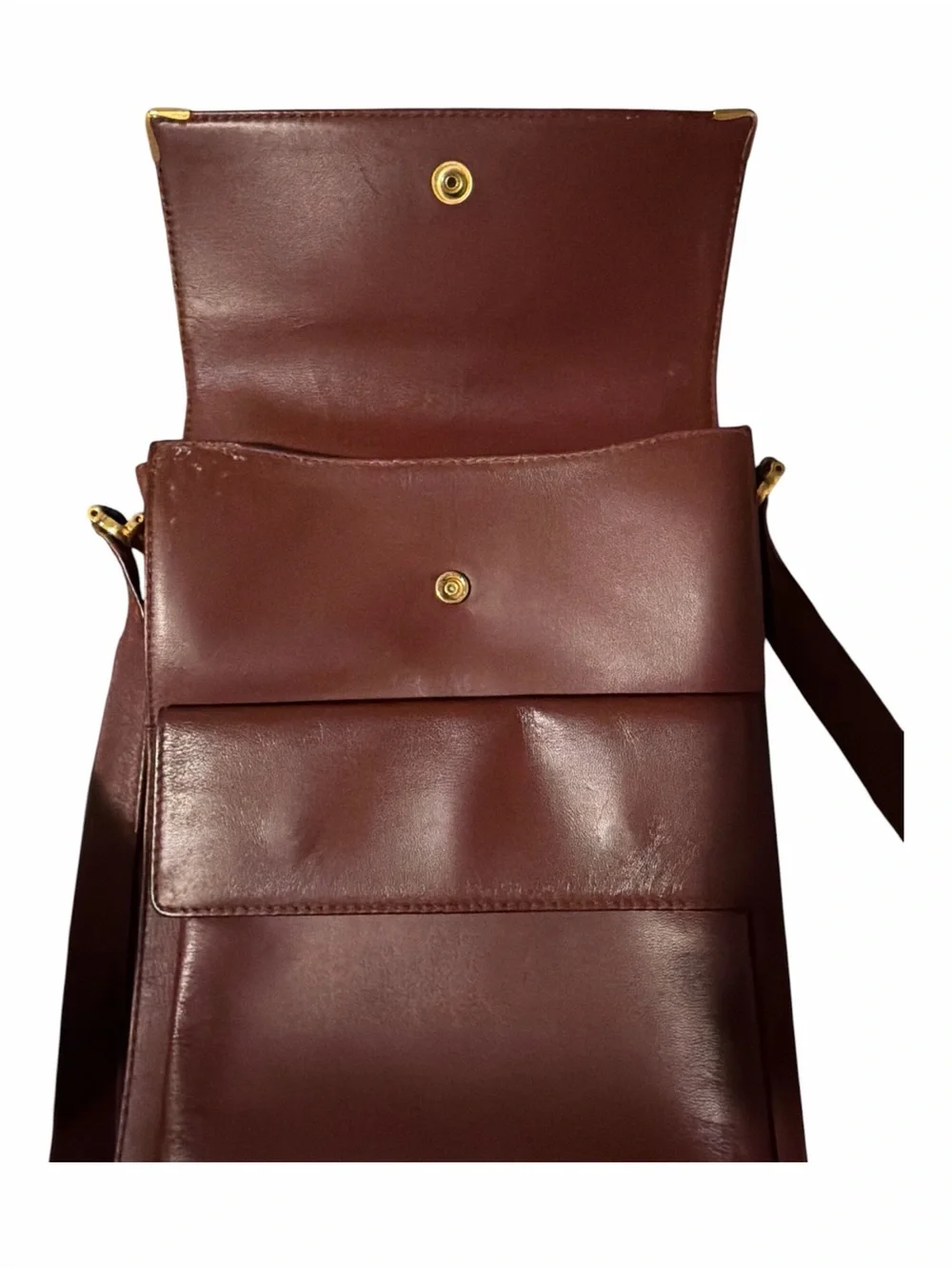 Vintage Must de Cartier Burgundy Leather Crossbody Flap Bag - Picture 2 of 7